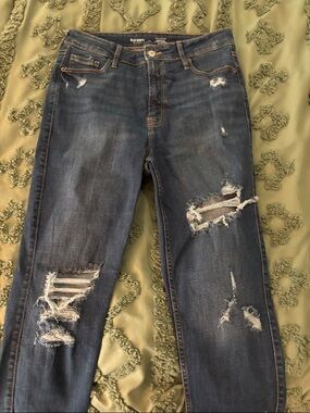 Old Navy Women's Ripped Dark Blue Skinny Jeans